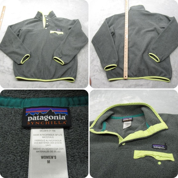 Patagonia Tops - Patagonia Sweathirt Womens Medium Gray Lightweight Synchilla Snap-T Fleece READ